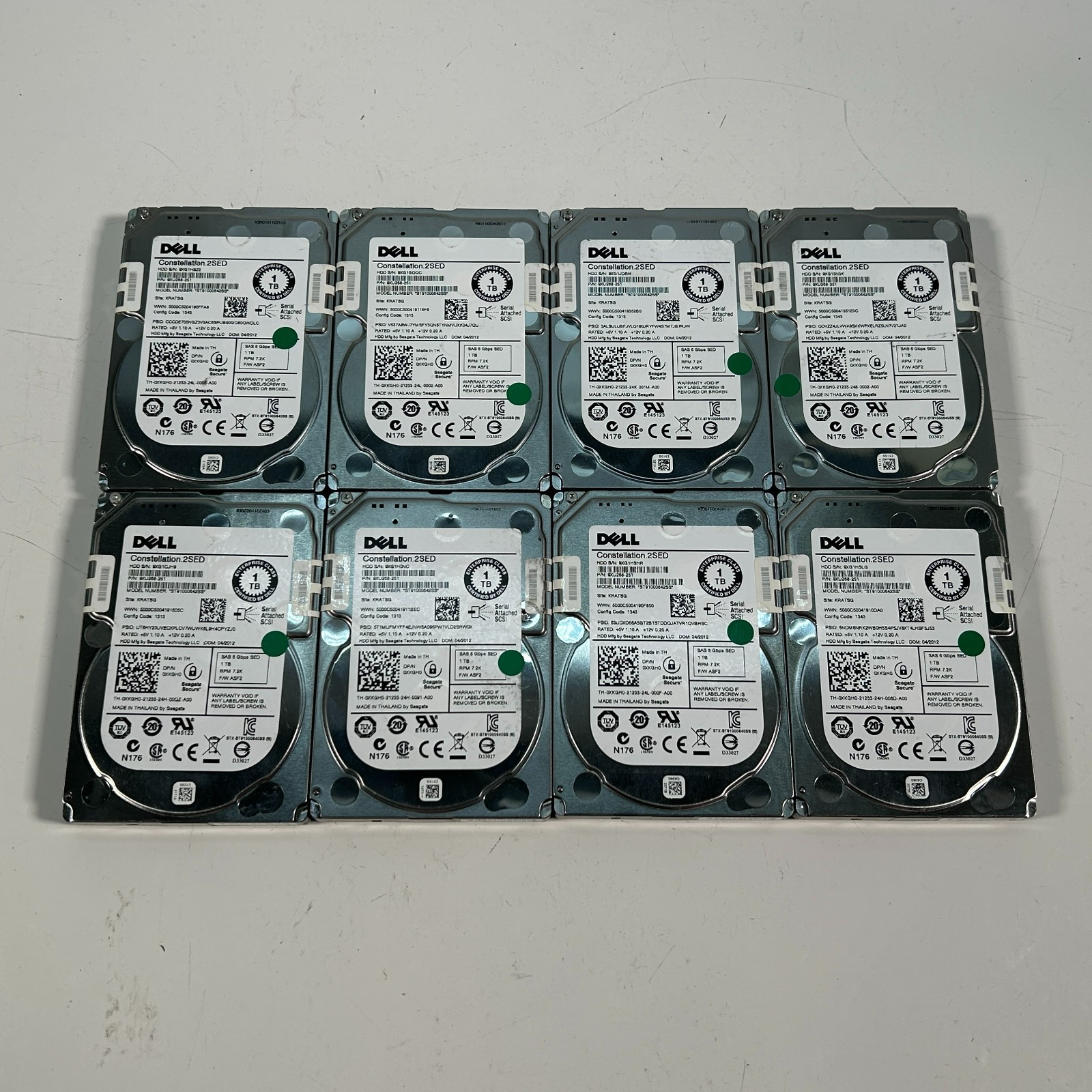 Dell 9XU268-251 Constellation.2SED 2.5″ 1TB SAS Hard Drive Lot of 8