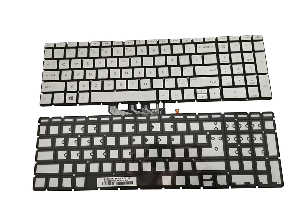 New For HP 15-bp152wm 15-bp199ms 15-bp165cl 15-bp198ms Backlit Keyboard Silver