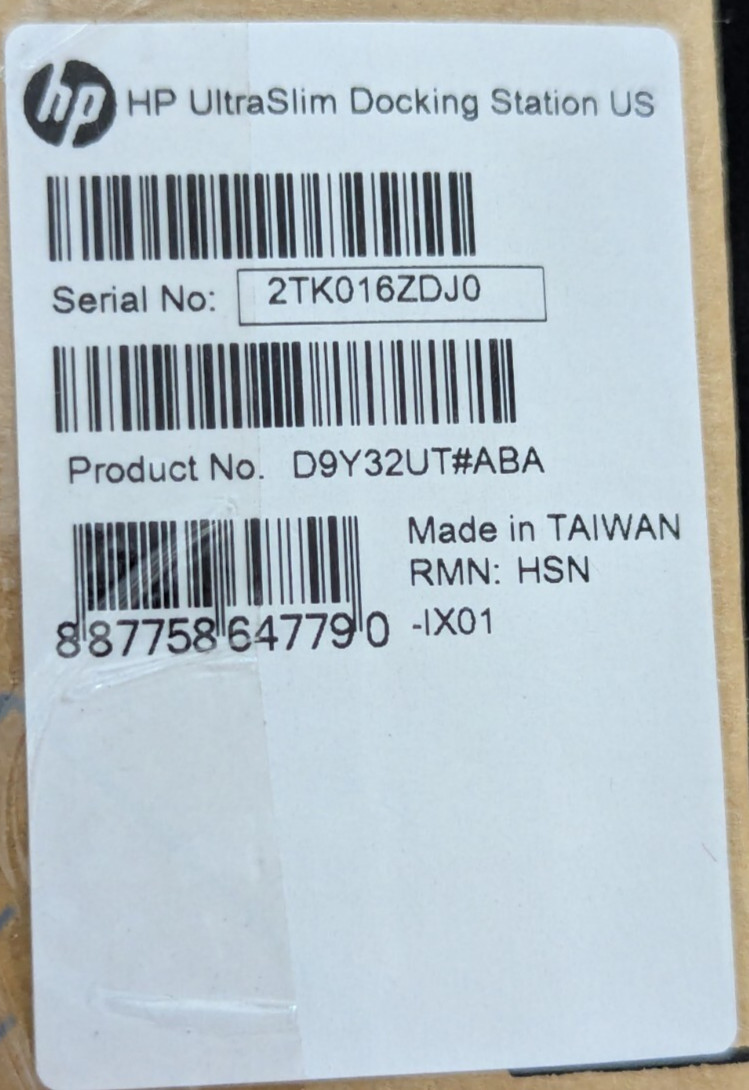 HP D9Y32AA EliteBook ProBook UltraSlim Docking Station 2013, New in Box w Power