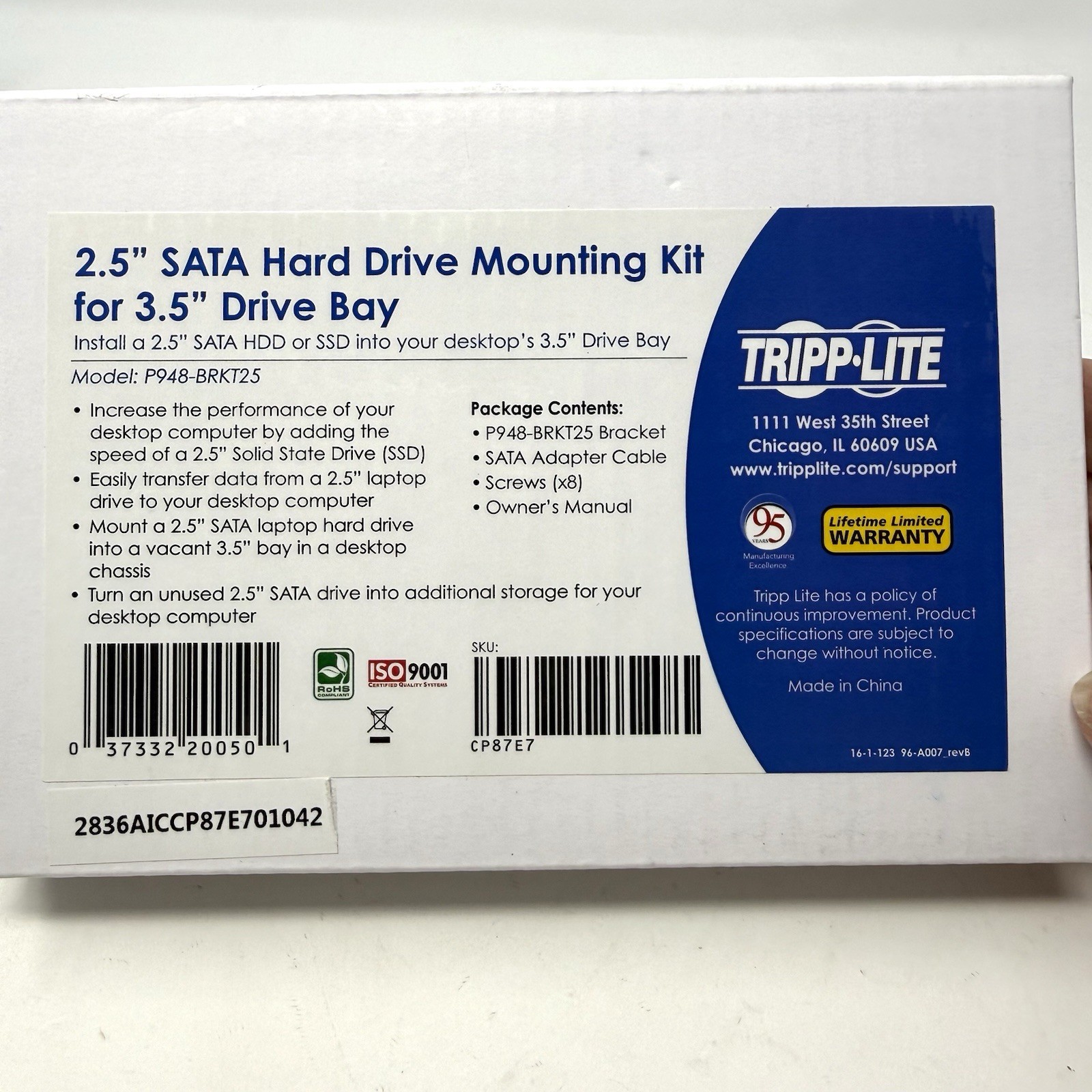 Tripp Lite 2.5in SATA Hard Drive to 3.5in Drive Bay Adapter Mounting Kit