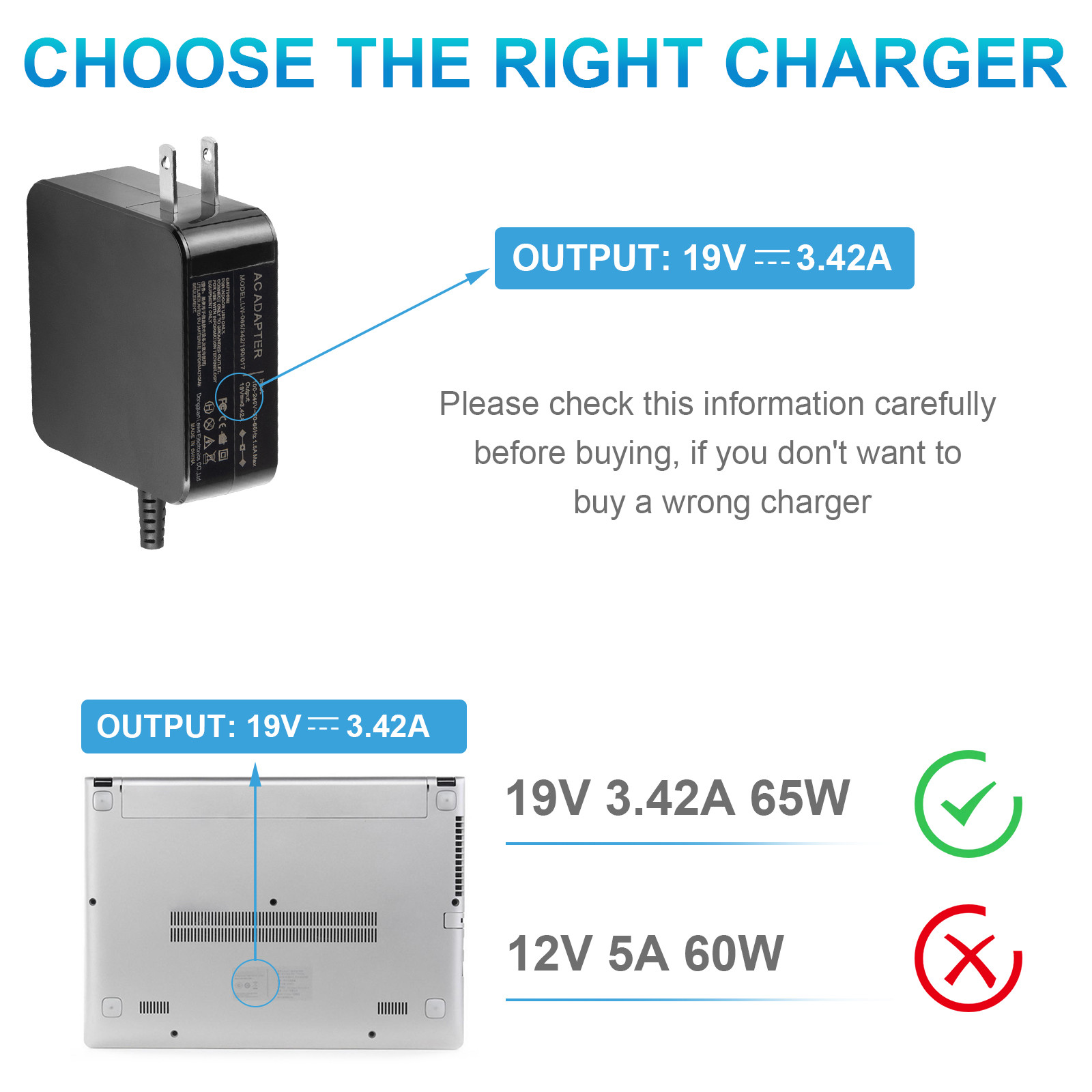 65W Power AC Adapter Charger For ASUS ADP-65GD B PA-1650-78 Tip:4.0mm*1.35mm