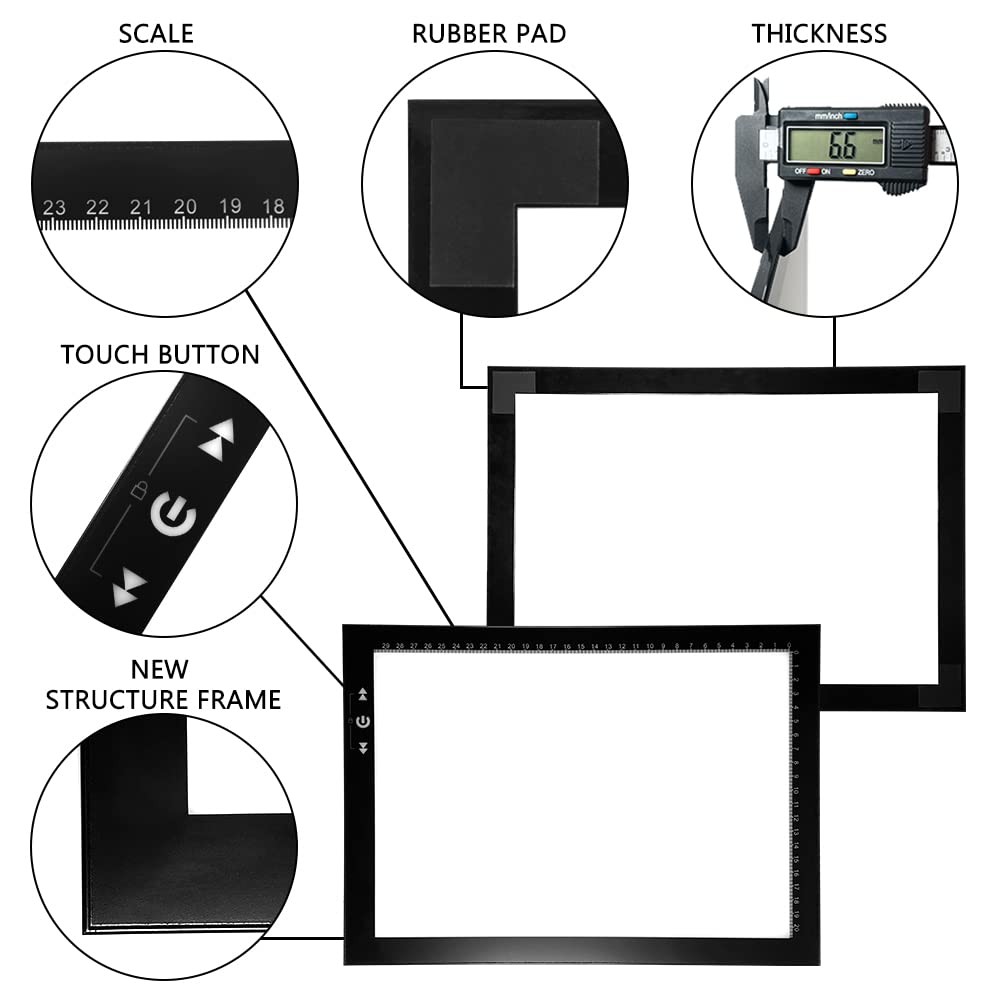 A4 LED Artist tracing Light Box Copy Table, Adjustable High Brightness Light Pad