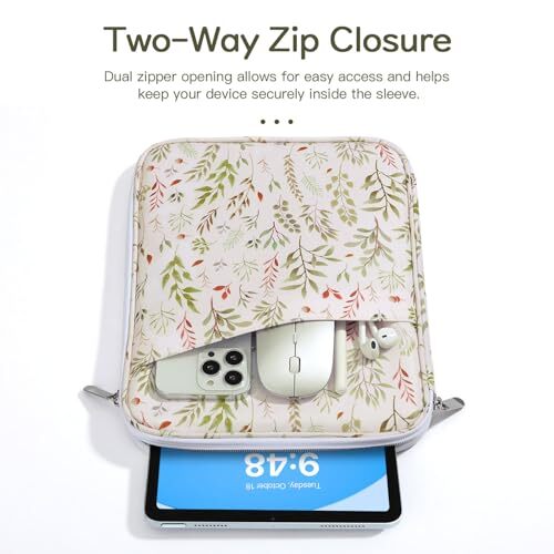 9-11 Inch Tablet Sleeve Bag Carrying Case for iPad 10th 9-11 inch Beige Leaf