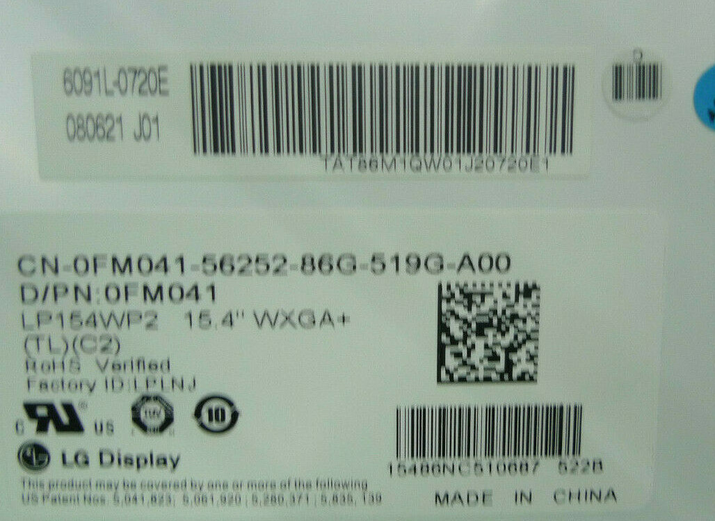 Dell Latitude E6500 Precision M4400 LCD Screen WXGA LP154WP2 (TL)(C2) FM041