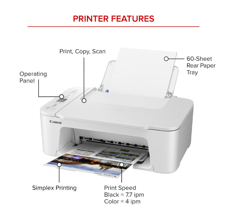 NEW Canon PIXMA TS3722 Wireless All-In-One Inkjet Printer for Home Office