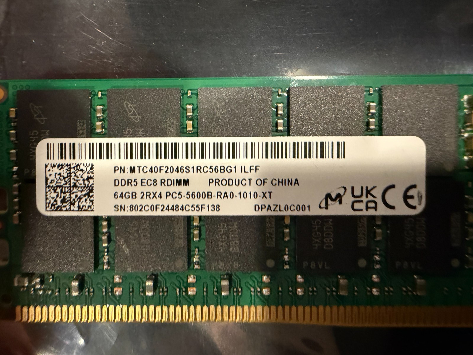 MTC40F2046S1RC56BG1 MICRON 64GB (1X64GB) 2RX4 PC5-5600B RDIMM