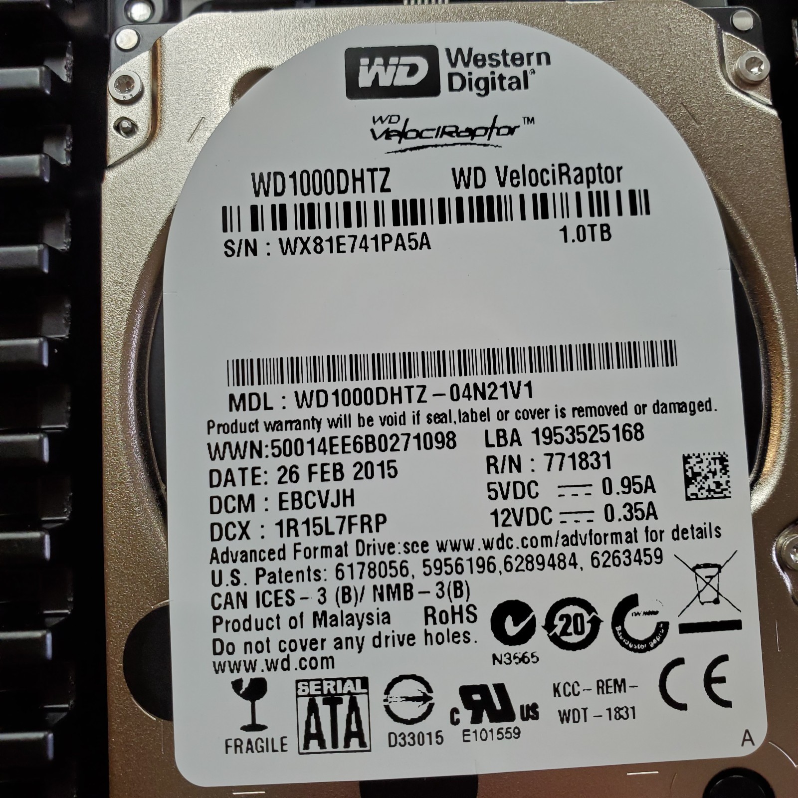 NOS Western Digital VelociRaptor 1TB,Internal,10000 RPM,3.5 inch (WD1000DHTZ)…