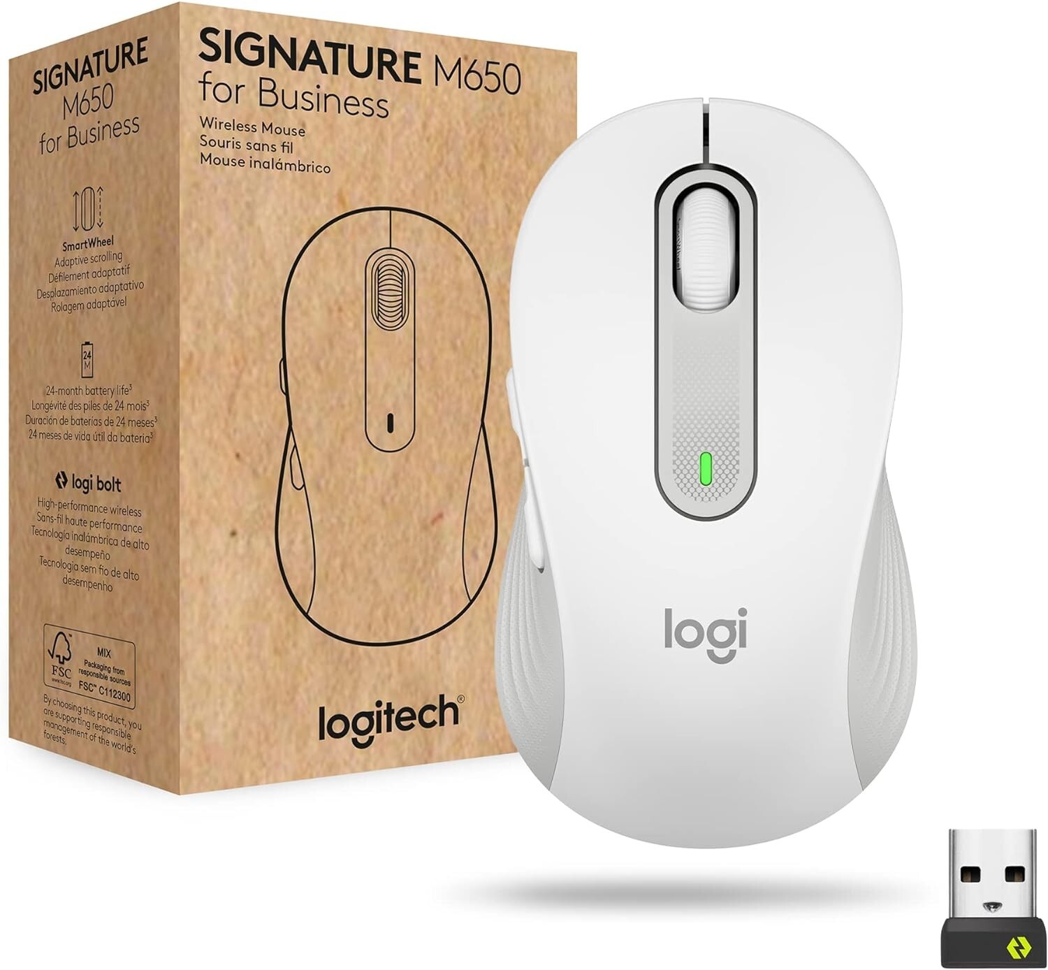 Logitech Signature M650 for Business Medium Wireless Mouse Off White