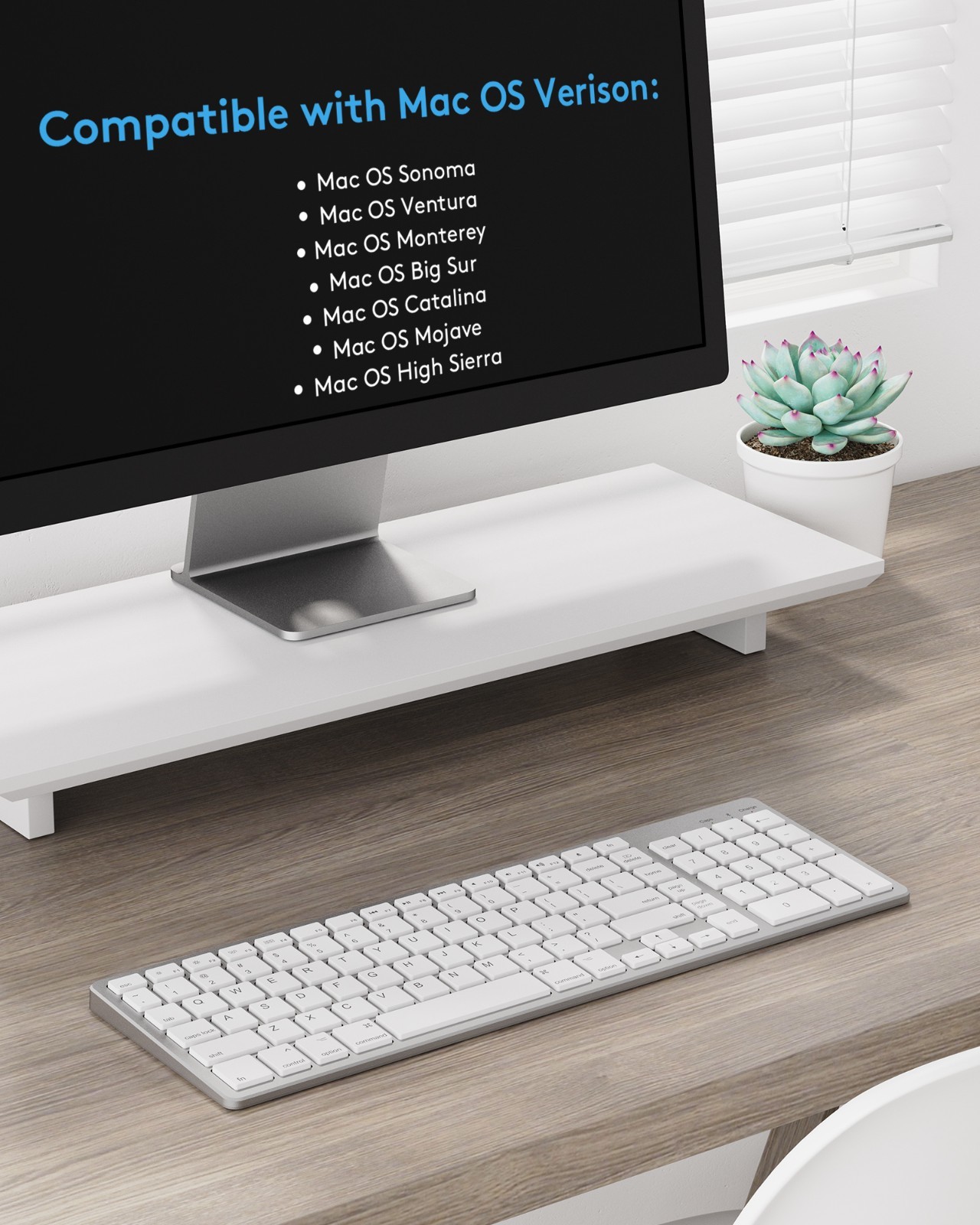 Wireless Keyboard with Numeric Keypad for Apple Mac Computers