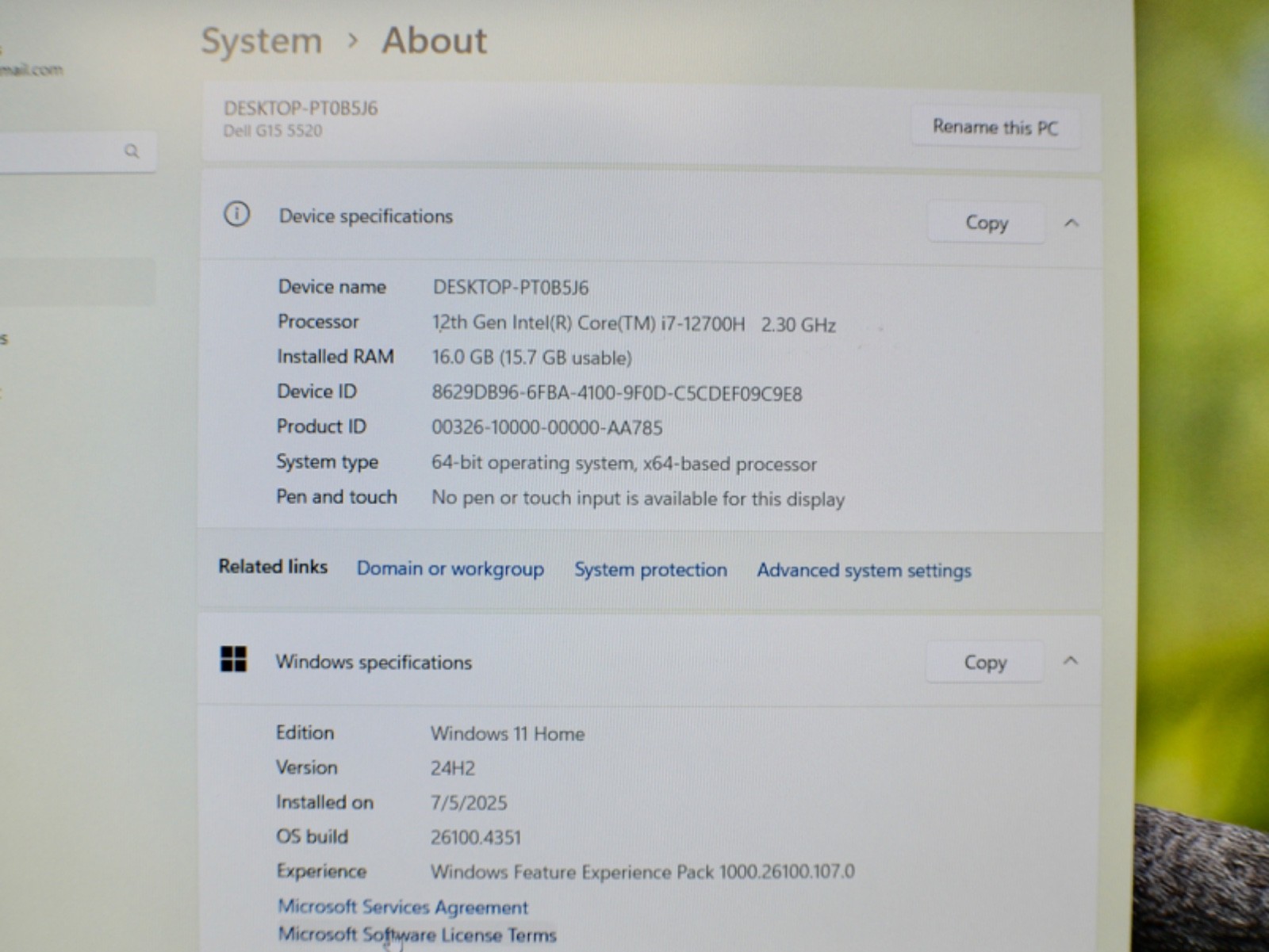 Dell G15 5520 15.6″ Gaming Laptop intel core i7 12 th gen 16 gb ram RTX 4060