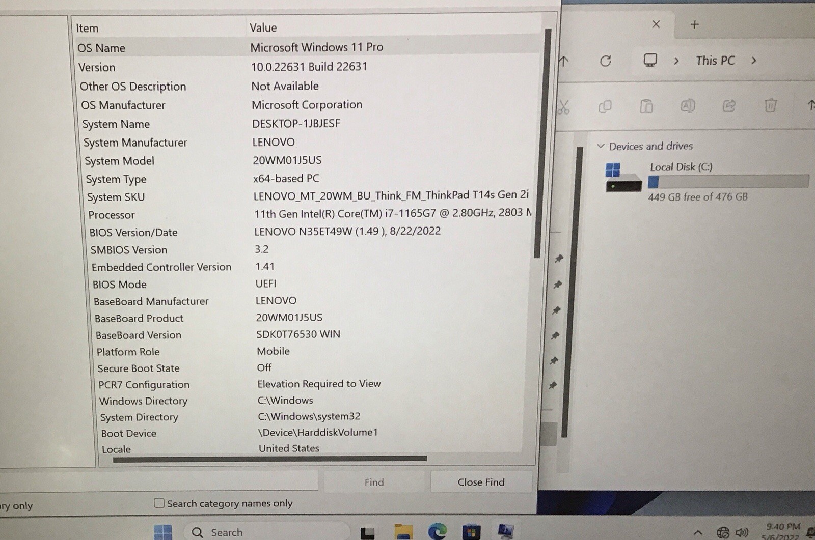 Lenovo ThinkPad T14s Gen 2i i7-1165G7 16GB RAM 512GB SSD READ DESCRIPTION