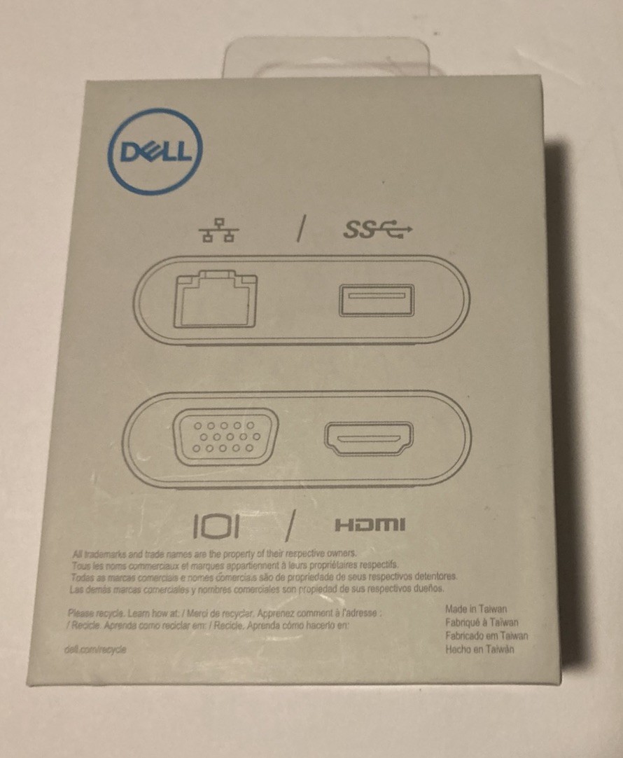Dell USB-C Adapter DA200 HDMI VGA Ethernet USB 3.0 Ports Laptop Compact Black