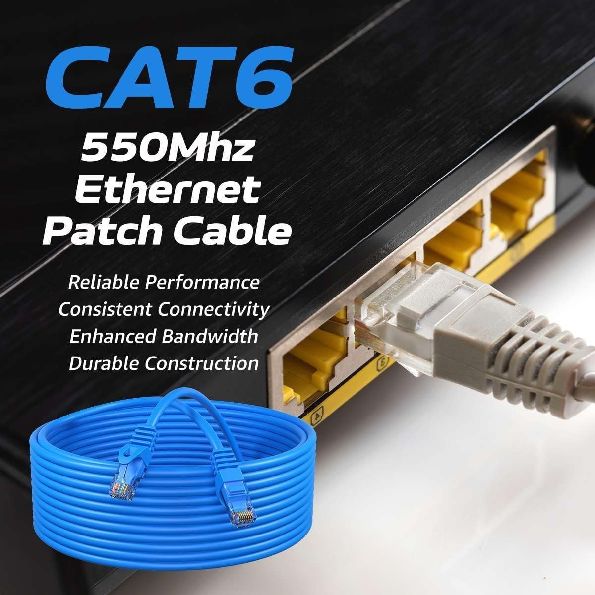 CAT6 Blue Ethernet Patch Cord LAN Network Cable RJ45 1.5FT- 20FT Multi-Pack LOT