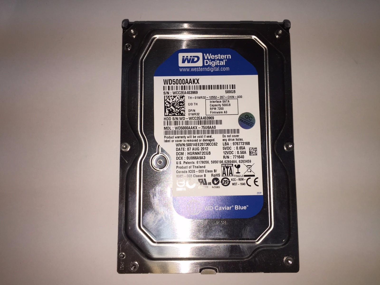 Western Digital WD5000AAKX-75U6AA0 500GB 3.5″ SATA WD5000AAKX 7200RPM TESTED!