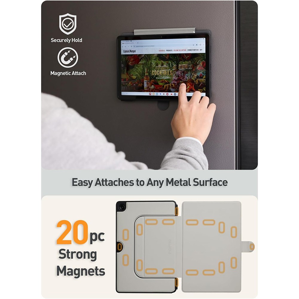 For Galaxy Tab A11 Plus / A9 Plus Case Poetic Explorer Magnetic Folio Stand Gray