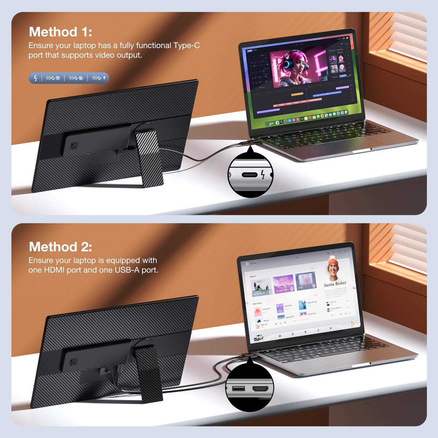 Portable Monitor, 16 Inch FHD 1200P, Horizontal/Vertical Monitor, Plug & Play…
