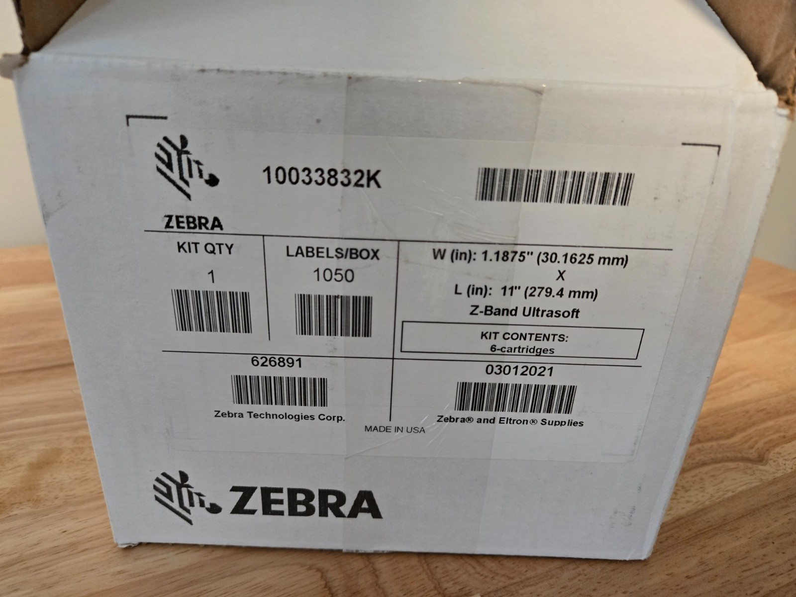 5 Pk Zebra 10015355K 1″×11″ Adult Z-Band UltraSoft Wristband Cartridge White