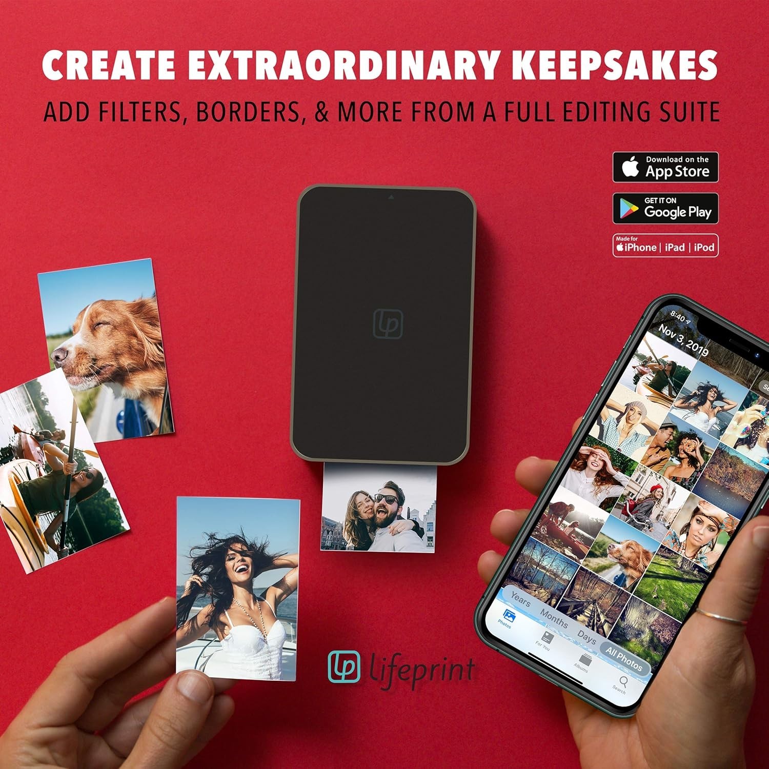 Lifeprint Ultra-Slim Photo & Video for iPhone Printer Bluetooth Portable 3×4.5in