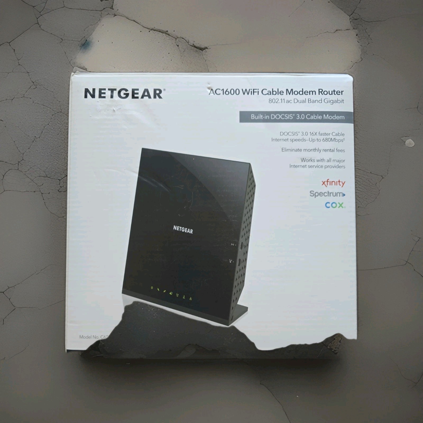 NETGEAR C6250 AC1600 WiFi Cable Modem Router DOCSIS 3.0 Dual Band w Box Tested