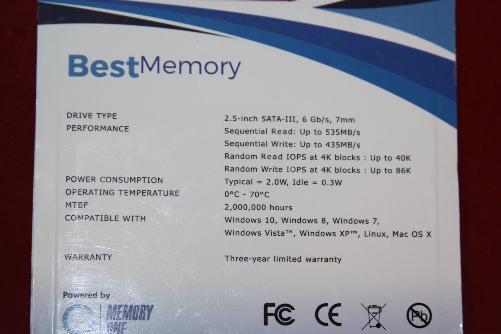 SATA III 2.5″ SSD, Best Memory Highlander Series, 120GB, 7mm, 535Mb/s – 435Mb/s.