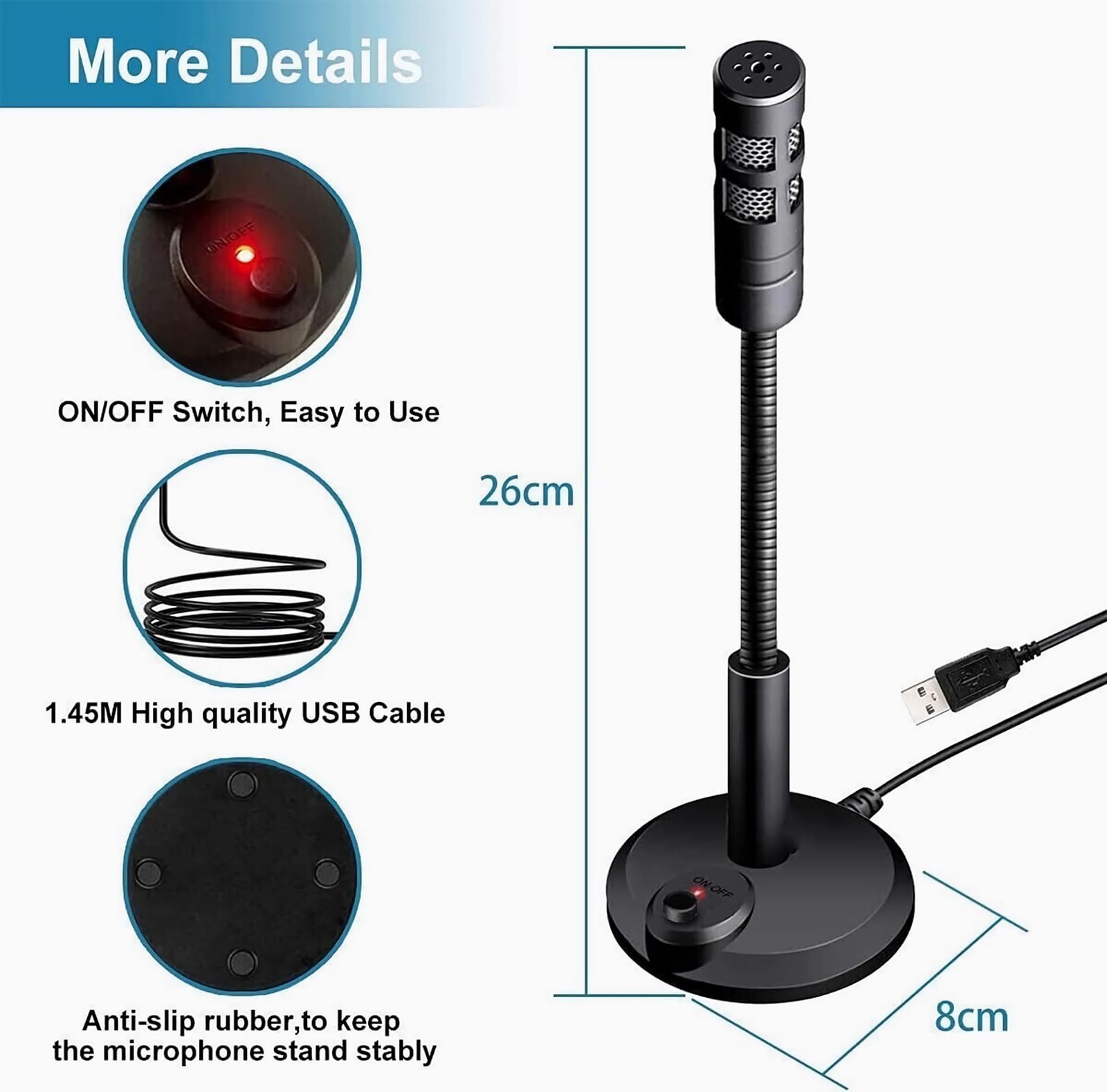 USB Computer Microphone,Plug and Play Desktop PC Laptop Microphone with Mute