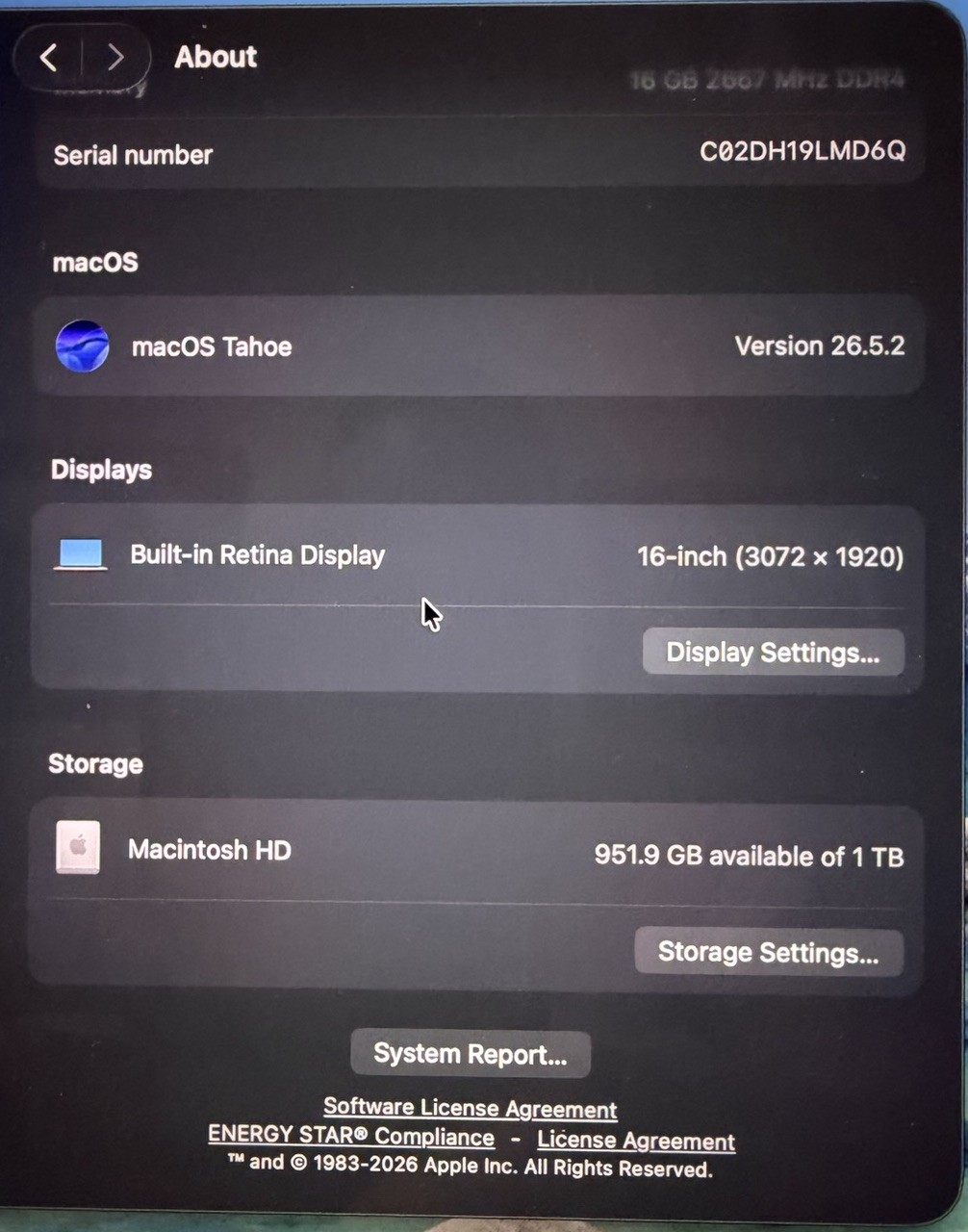 Apple MacBook Pro 16″ (1TB SSD, Intel Core i9 9th Gen., 2.30 GHz, 16GB) Laptop