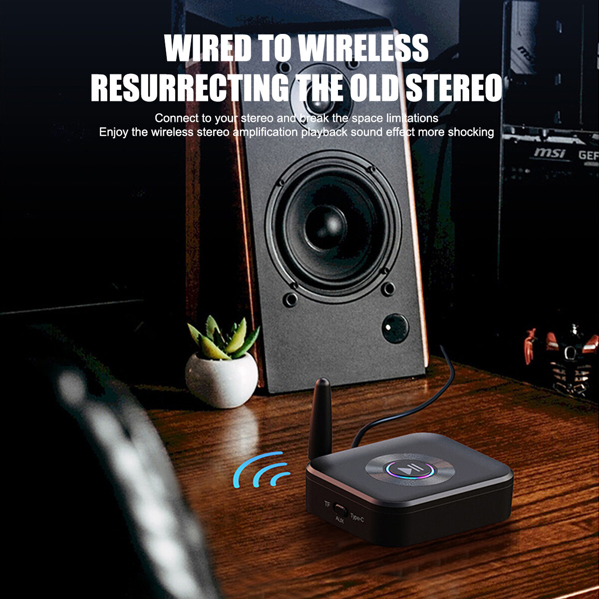 Bluetooth 5.1 Receiver Wireless 3.5mm Jack AUX to 2 RCA Audio Stereo Adapter US