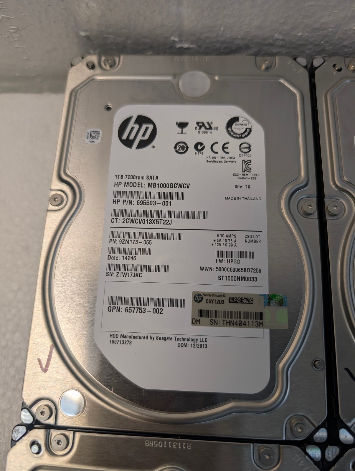 4X HP MB1000GCWCV 695503-001 1TB 7.2K SATA 3.5in Hard Drive (USED TIME 70 DAY) –