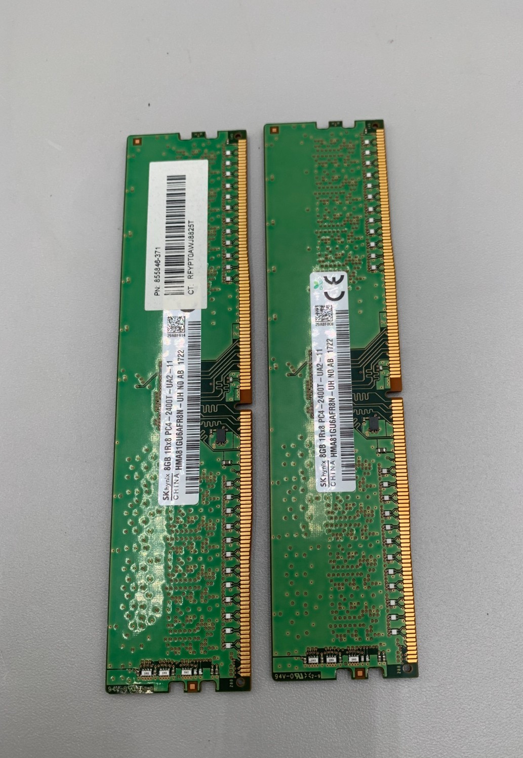 Lot Of 2 SK Hynix DDR4 8GB (2 x 8GB = 16GB) PC4 2400MHz RAM Memory Green B/Big