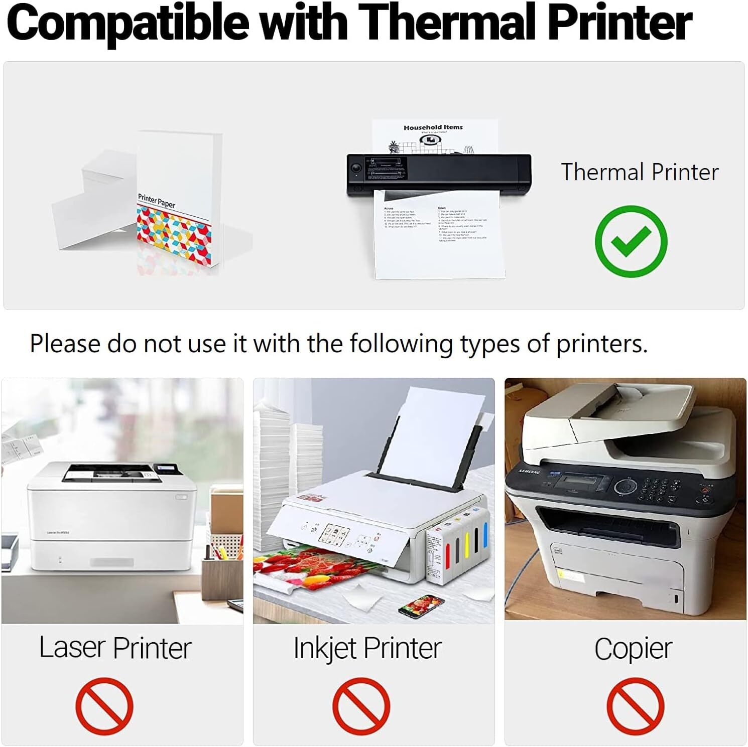 100-500PCS A4 Thermal Printer Papers Compatible for HPRT MT800 MT800Q M08F PJ762