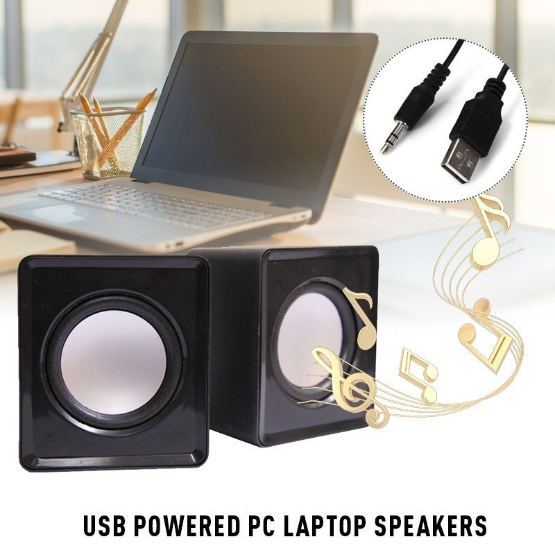 3.5mm Mini USB Wired Computer Speakers Stereo Bass For PC Laptop Desktop Blacktc