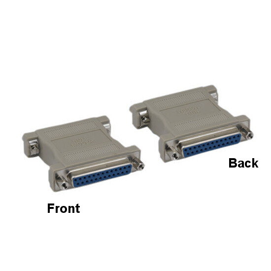 KNTK Null Modem DB25 Female to Female Adapter RS-232 Crossover Connector Data