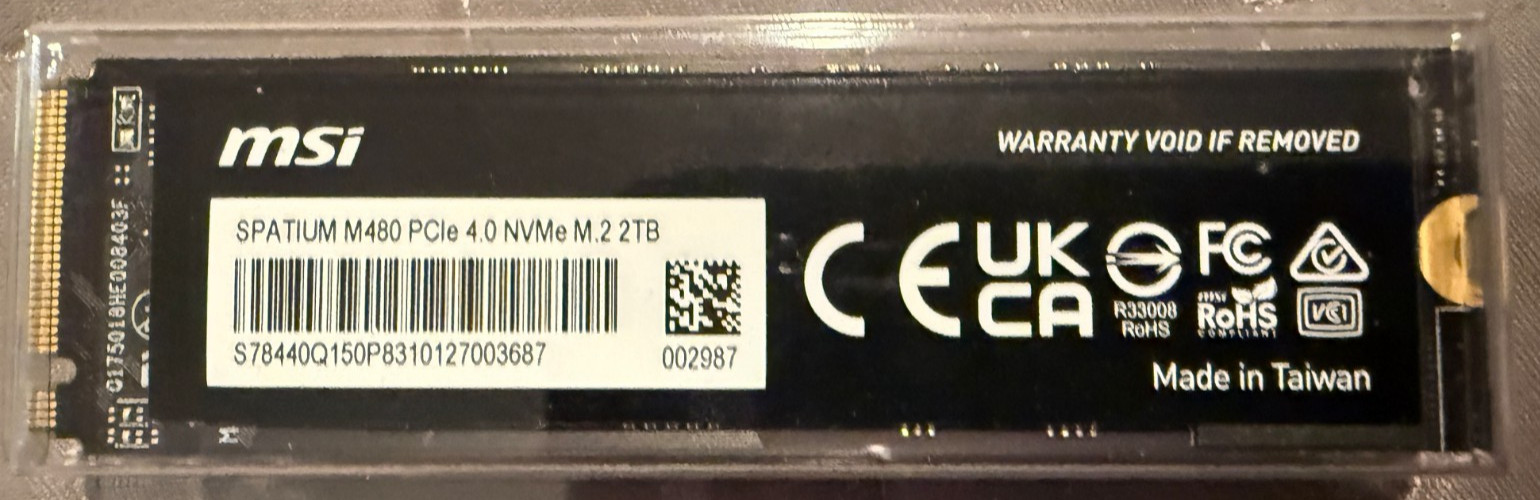 MSI Spatium M480 Internal SSD TLC w/DRAM 2TB 7000MB/s PCIe 4.0 NVMe M.2