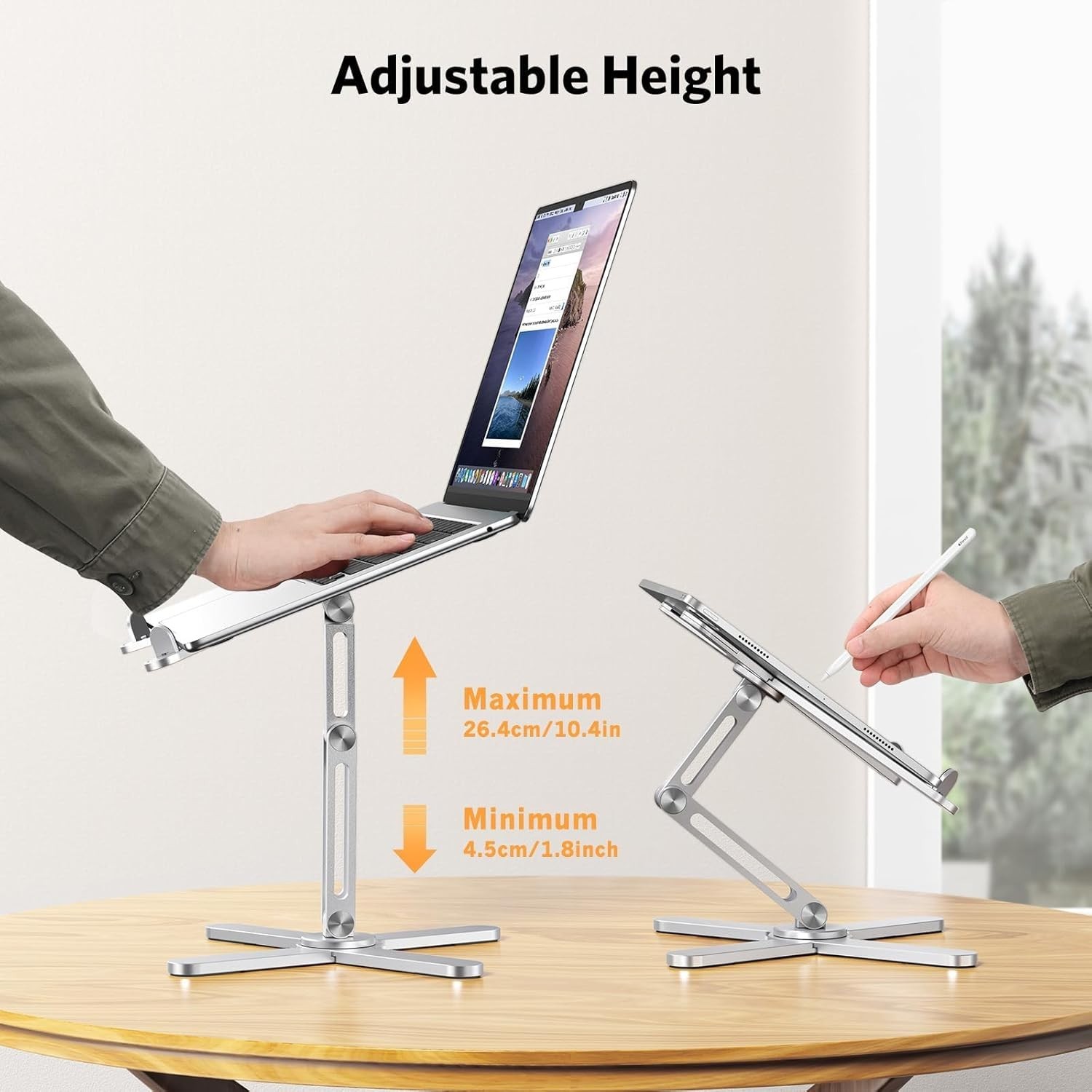 LA10 360° Rotating Laptop Stand Riser for Desk, Ergonomic Foldable Computer S…