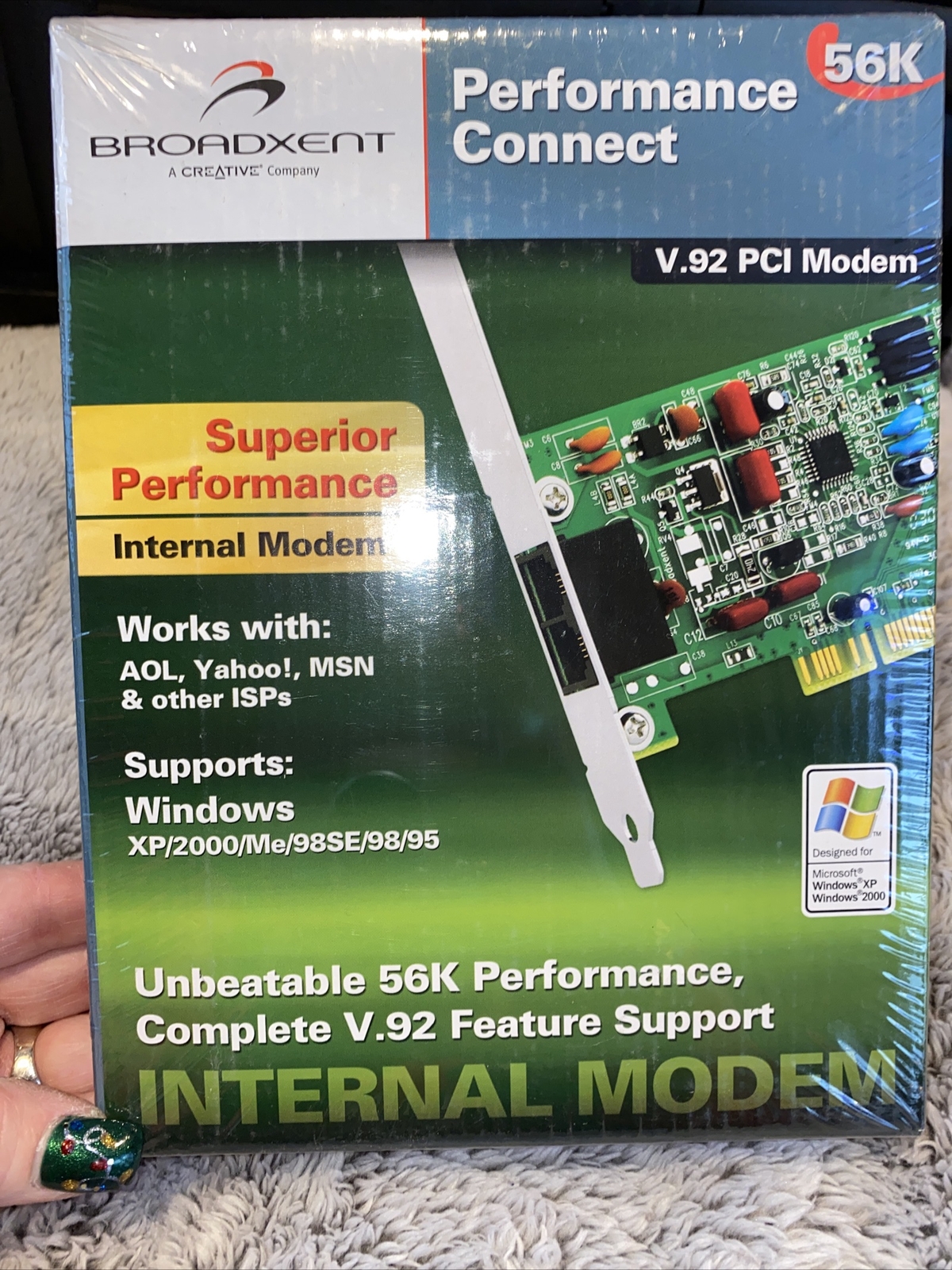 BROADXENT V.92 PCI Internal Modem Superior Performance Supports Windows Sealed