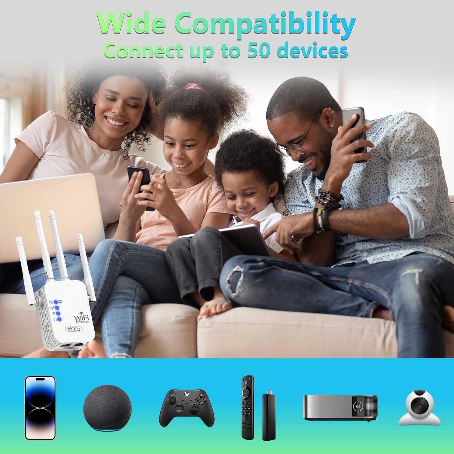 WiFi Extender Signal Booster Repeater Router To 8500 sq.ft Coverage 300 1200Mbps