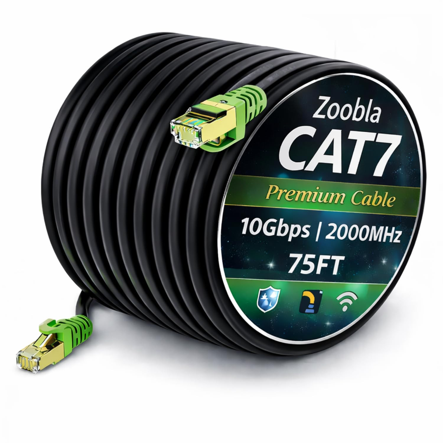 Cat7 SFTP Ethernet Patch Cord – 100% Pure Copper LAN Cable, Double Shielded (Foi
