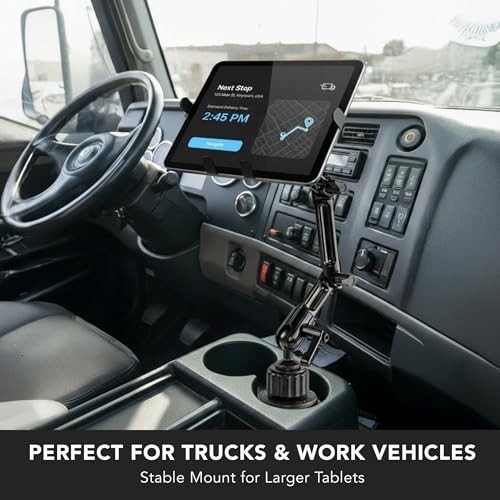 Adjustable Cup Holder Tablet Mount for 7″-11″ Tablets, Fits 2.75″-3.5″ Diameter,