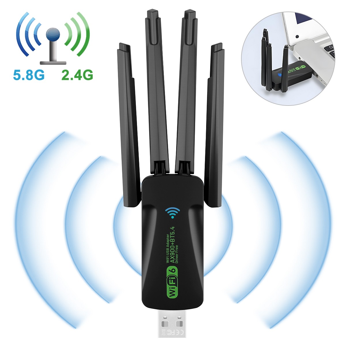 USB WiFi Bluetooth Adapter 600Mbps Dual Band 2.4/5Ghz Wireless Network Receiver.