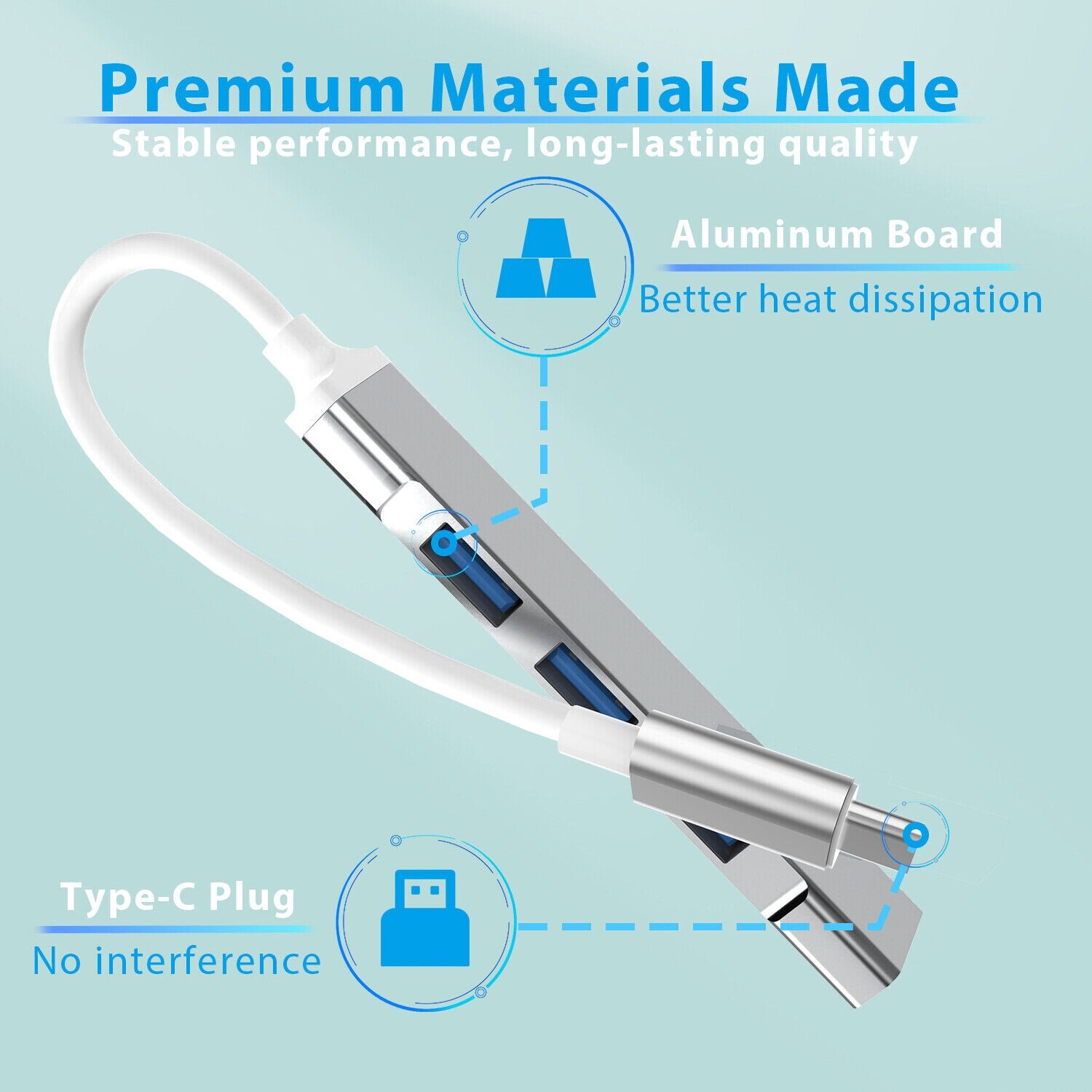USB-C Type C to USB 3.0 4 Port Hub Splitter For PC Phone Notebook Laptop Tablet