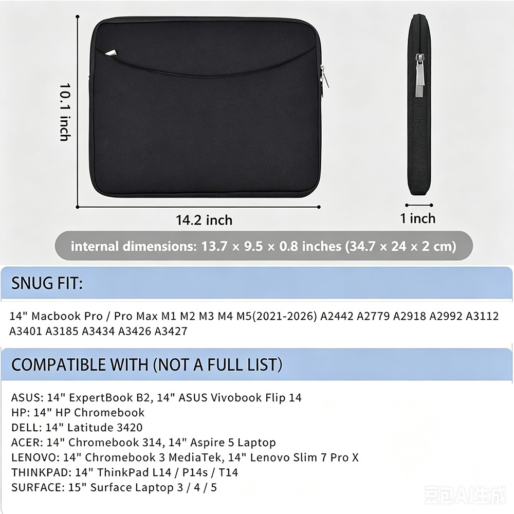 For MacBook Neo 13″ A3404 Sleeve Bag + Hard Shell Case w/Keyboard Screen Cover