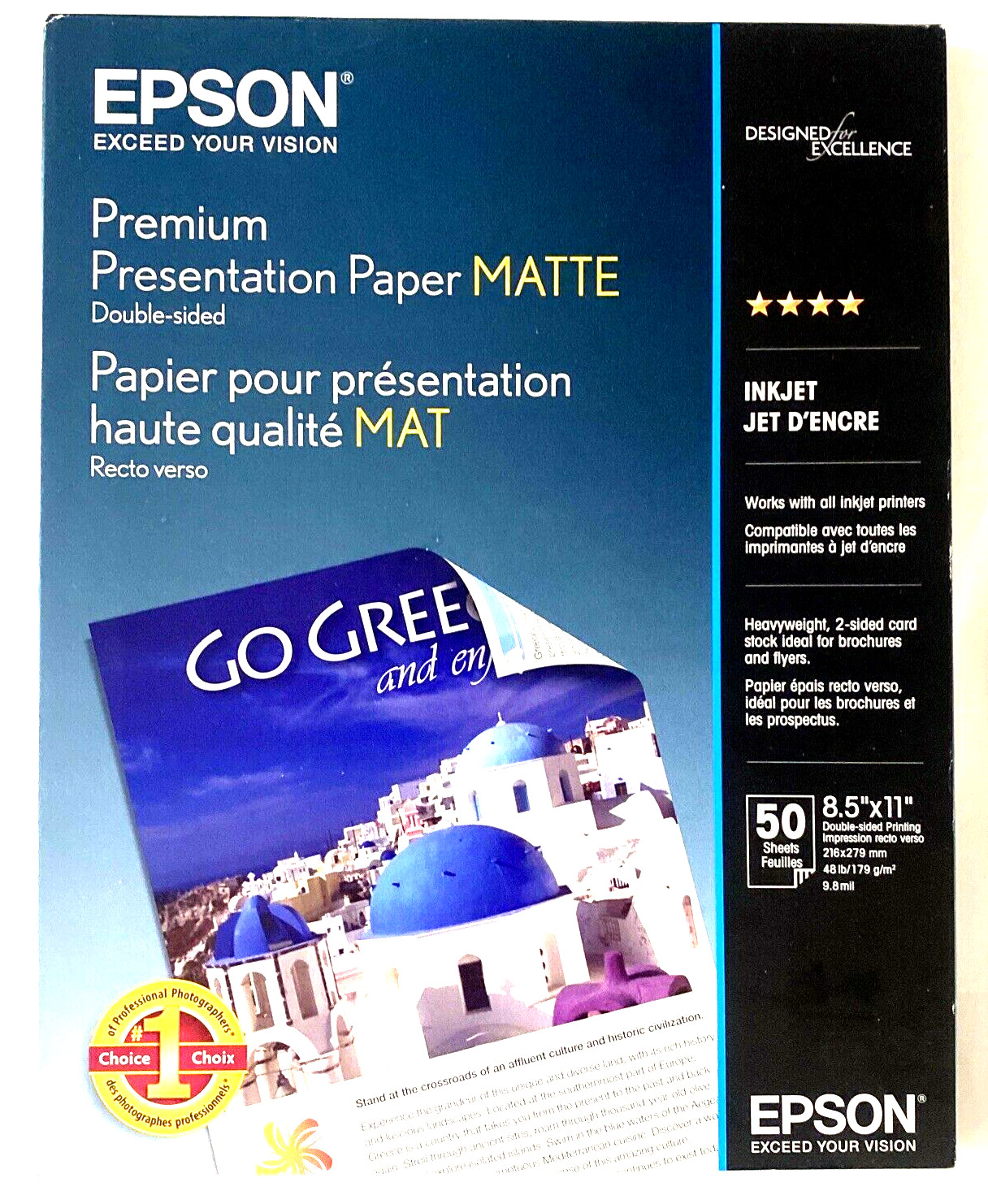 Epson Matte Paper Inkjet 2 Packs – 50 Sheets each pack – 8.5″ x 11″ #S041568