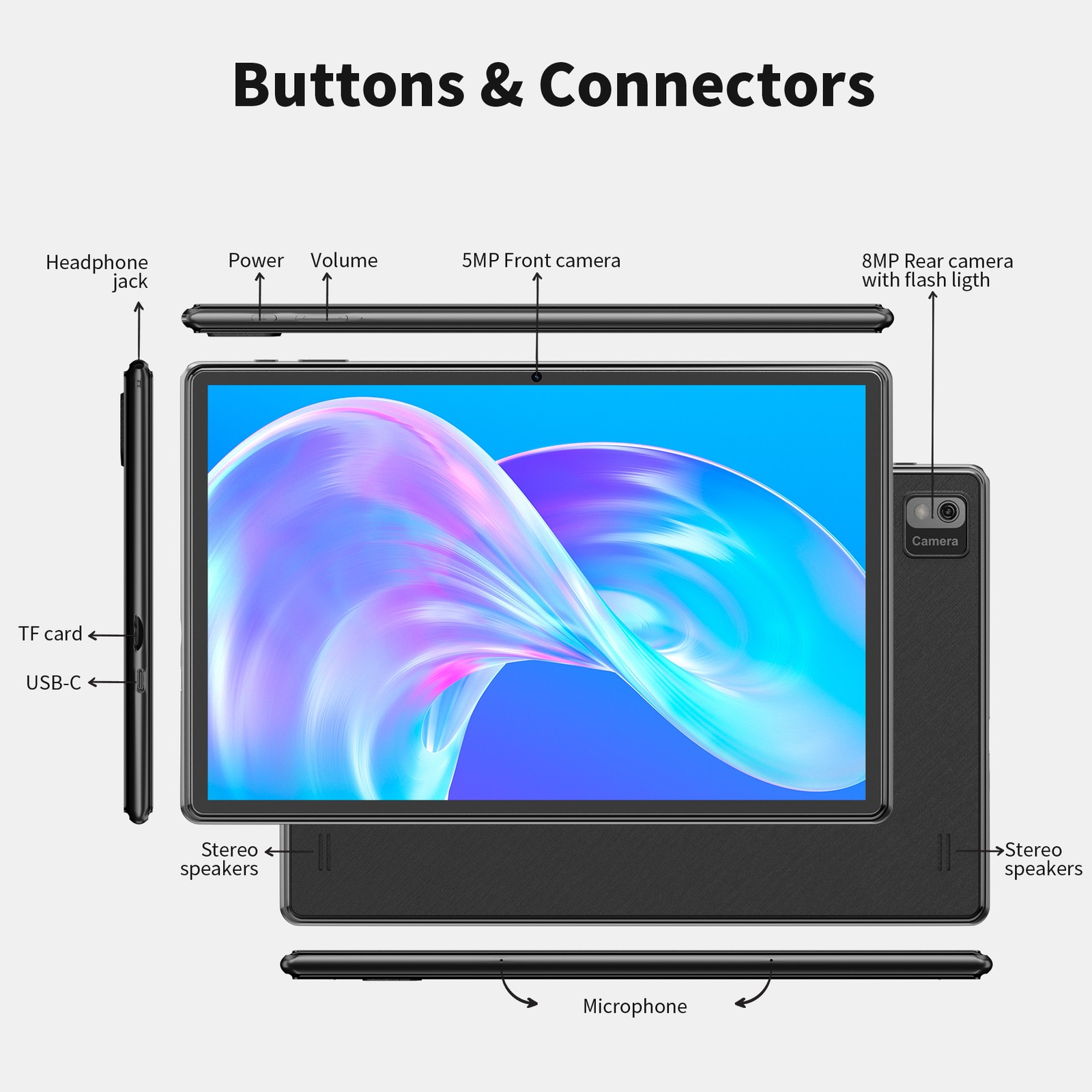 SGIN 10.1″ Tablet Android 13 128GB ROM 4GB RAM WIFI Quad-Core Tablet Dual Camera