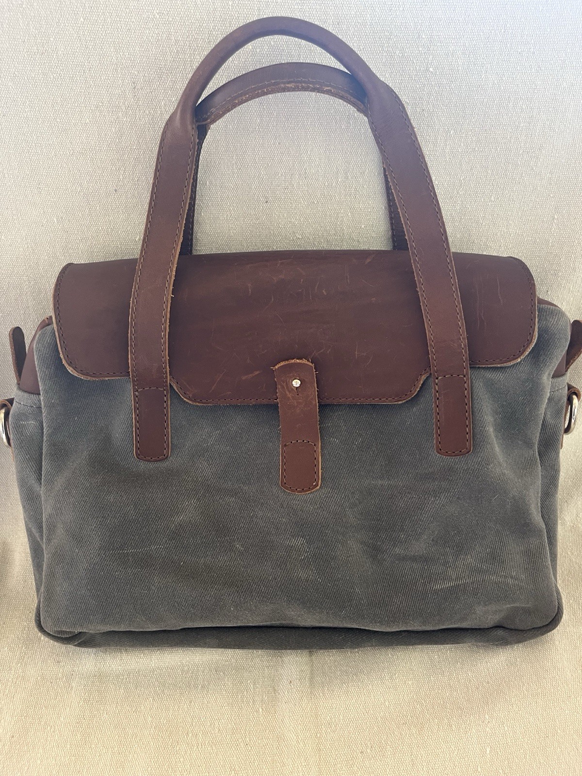 Pad & Quill Canvas and Leather Tablet Briefcase with Double Handles (No Strap)
