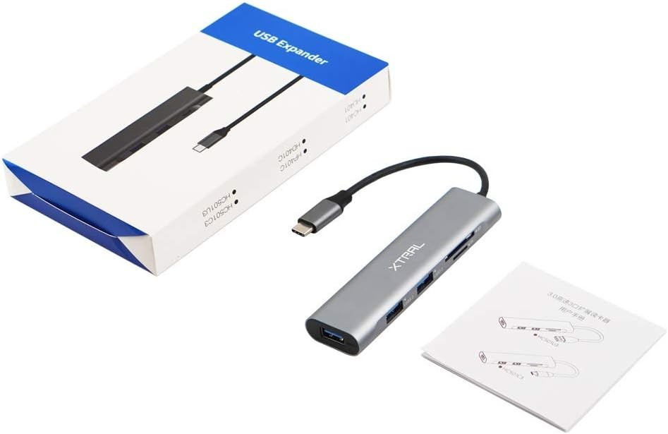 USB C Hub 3 USB 3.0 Ports SD TF Card Reader Dock XTRAL New