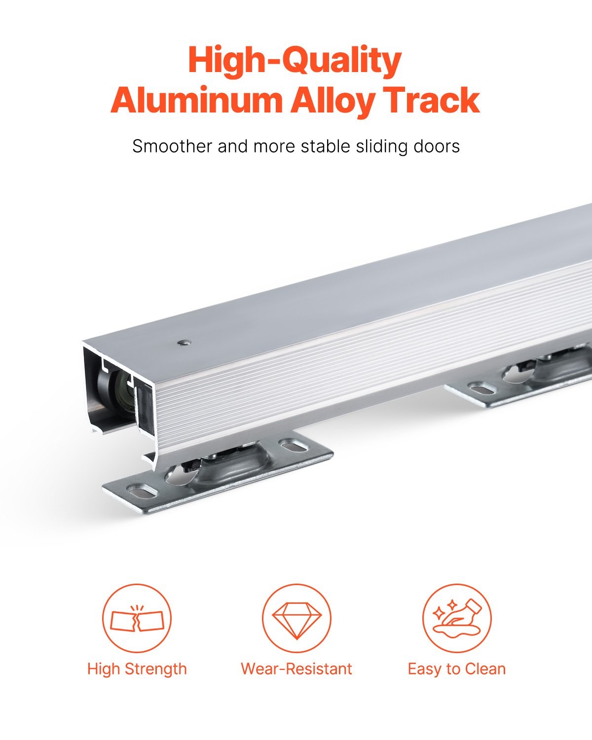 Sliding Pocket Door Hardware Track Kit, 4.73 ft Heavy Duty Pocket Door Hardware