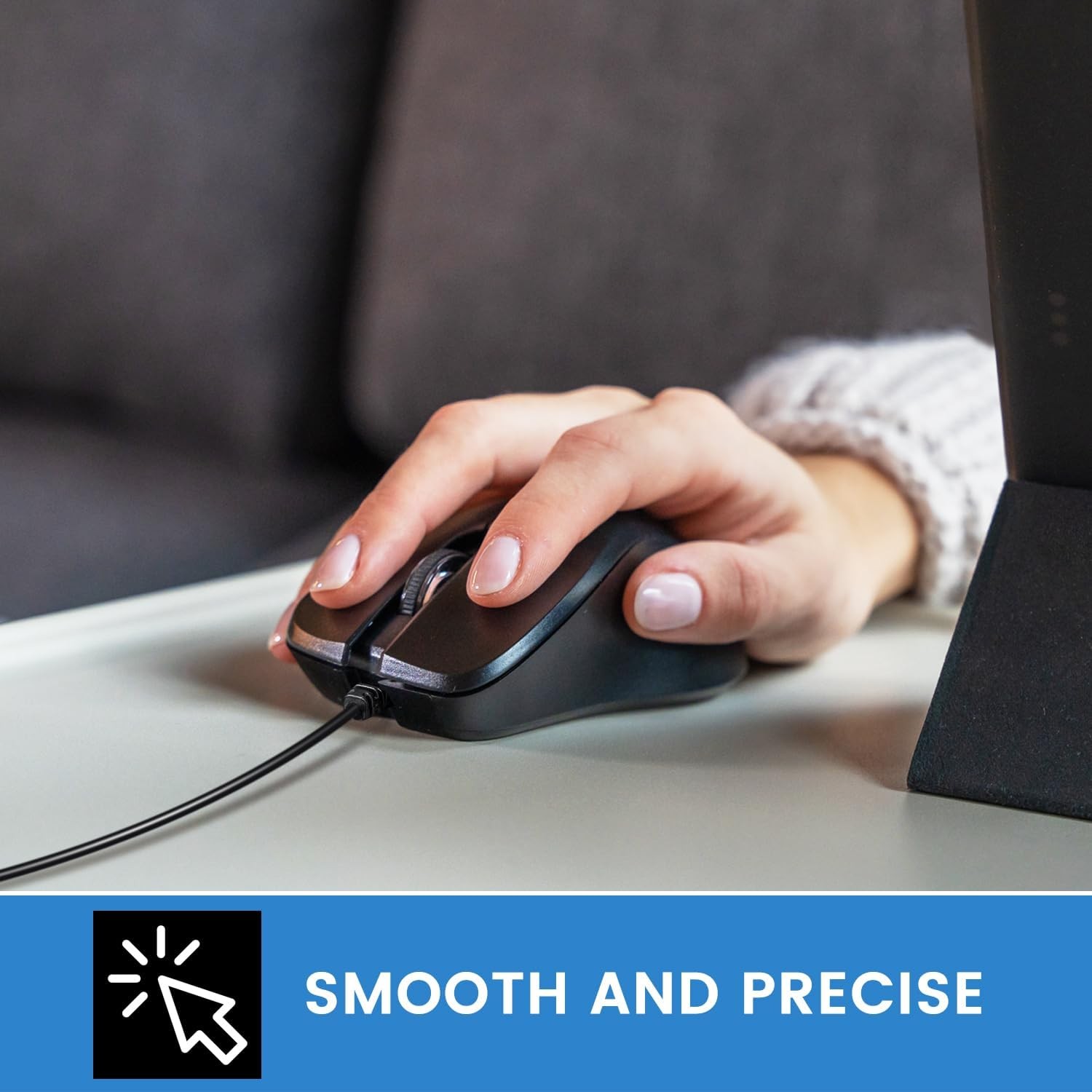 Perixx PERIMICE-221C USB Type C Wired Ergonomic Mouse – 4.9 Ft Cable – Black