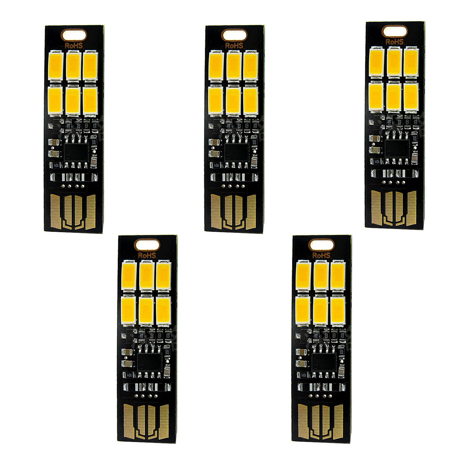 5* 6-LED USB Portable Keychain Lamp With Touch Dimming 1W Daylight White 3200K