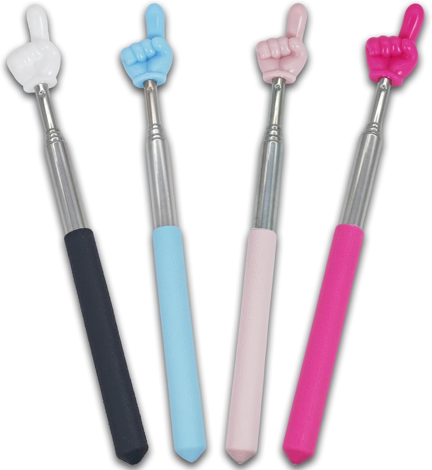 4 PCS Extendable Pointer Finger Stick – Bright Colored Telescopic Teachers Point