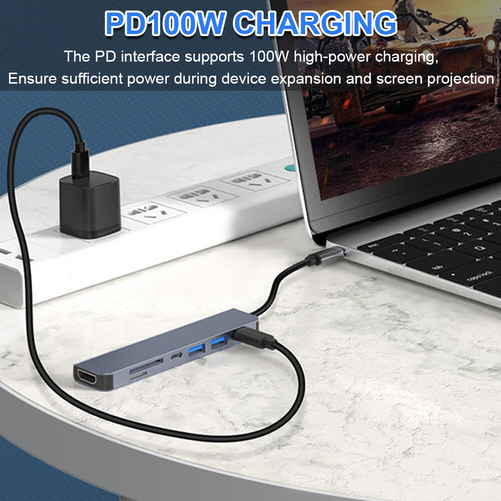 7 in 1 Multiport Adapter USB SD TF Card HDMI Type C For Phone iPad MacBook